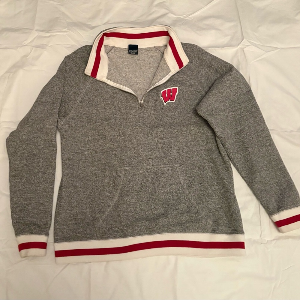 University of Wisconsin Madison UW Madison quarter zip sweatshirt .